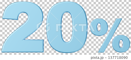3D素材_数字_20%_メタリック_水色 3D素材_数字_20%_メタリック_水色 137718090
