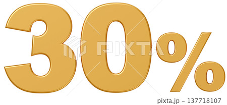3D素材_数字_30%_メタリック_黄色 3D素材_数字_30%_メタリック_黄色 137718107