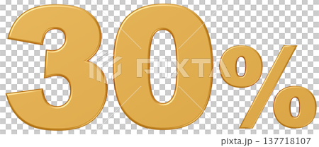 3D素材_数字_30%_メタリック_黄色 3D素材_数字_30%_メタリック_黄色 137718107