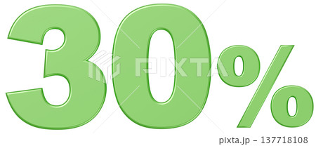 3D素材_数字_30%_メタリック_緑 3D素材_数字_30%_メタリック_緑 137718108