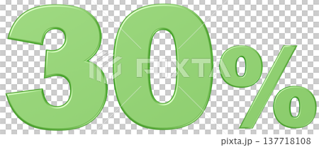 3D素材_数字_30%_メタリック_緑 3D素材_数字_30%_メタリック_緑 137718108