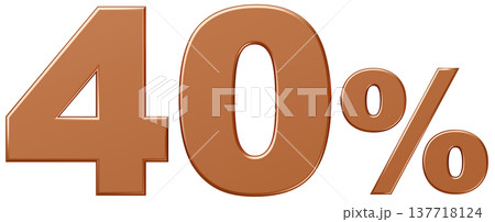 3D素材_数字_40%_メタリック_金 3D素材_数字_40%_メタリック_金 137718124