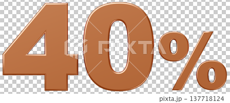3D素材_数字_40%_メタリック_金 3D素材_数字_40%_メタリック_金 137718124