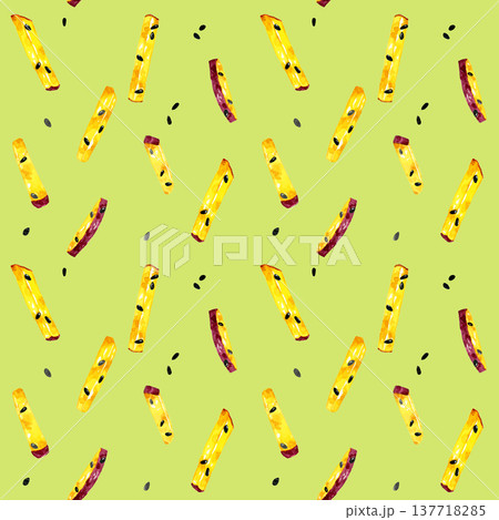 大学芋のシームレスパターン　手描き水彩イラスト背景素材 137718285