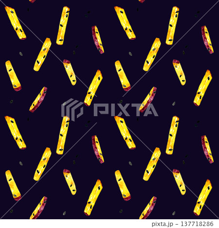 大学芋のシームレスパターン　手描き水彩イラスト背景素材 137718286