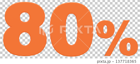 3D素材_数字_80%_オレンジ 3D素材_数字_80%_オレンジ 137718365