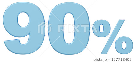 3D素材_数字_90%_メタリック_水色 3D素材_数字_90%_メタリック_水色 137718403