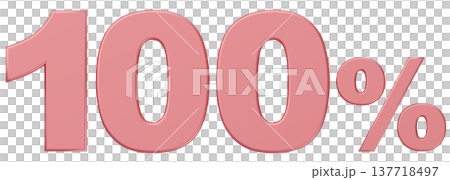 3D素材_数字_100%_メタリック_ピンク 3D素材_数字_100%_メタリック_ピンク 137718497