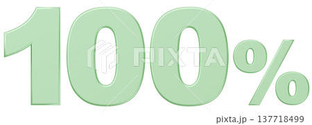 3D素材_数字_100%_メタリック_黄緑 137718499