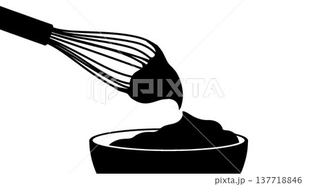 泡立て器とクリームのボウルのイラスト 泡立て器とクリームのボウルのイラスト 137718846