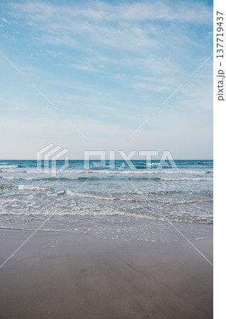 青い空と海の見える砂浜 137719437