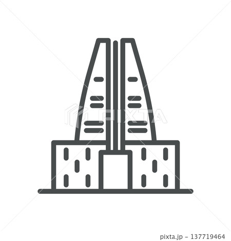 Lotte World Tower Icon, Emblem of Seoul Skyline and Modern Korean Landmark, Simple Thin Linear Outline Vector Sign. Lotte World Tower Icon, Emblem of Seoul Skyline and Modern Korean Landmark, Simple Thin Linear Outline Vector Sign. 137719464