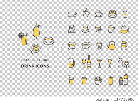 A set of icons for various drinks 137719906