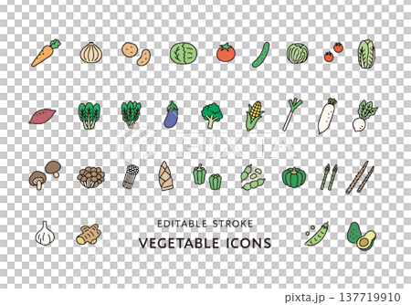 一套各種蔬菜的圖標 一套各種蔬菜的圖標 137719910