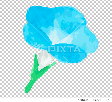 青い紫陽花の水彩イラスト｜ブルーフラワー アジサイ 植物 フラワー 水彩風 137719997