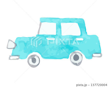 青い車の水彩イラスト｜自動車 乗り物 137720004