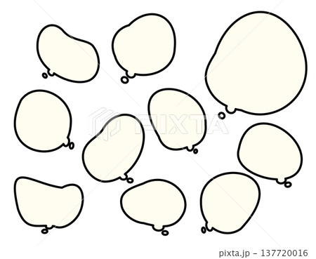 モコっとしたかわいい吹き出しのセット 太線 モコっとしたかわいい吹き出しのセット 太線 137720016