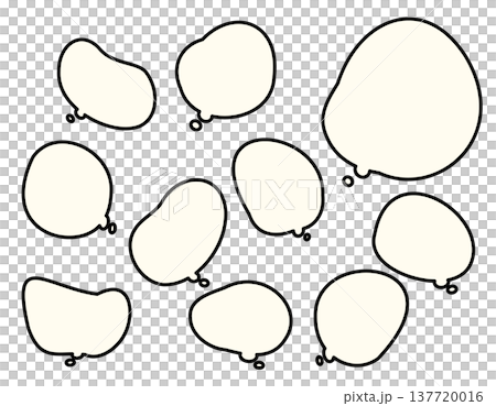 モコっとしたかわいい吹き出しのセット 太線 モコっとしたかわいい吹き出しのセット 太線 137720016