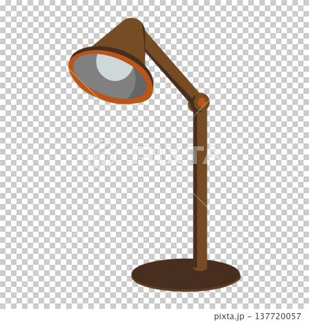 Illustration of a retro wooden table lamp 137720057