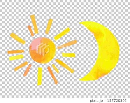 Watercolor illustration of the sun and moon | Day and night, celestial bodies Watercolor illustration of the sun and moon | Day and night, celestial bodies 137720395