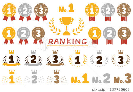 手描き風の番号とランキング素材のセット 137720605