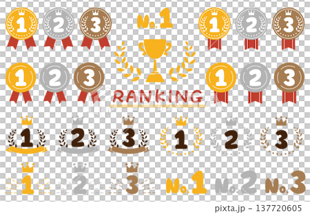 手描き風の番号とランキング素材のセット 137720605