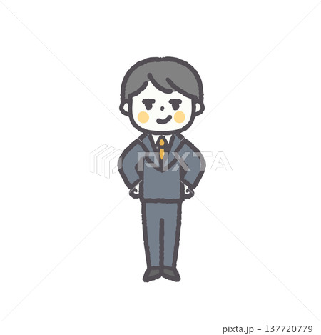 ゆるくてシンプルな男性サラリーマンの表情セットシリーズ（全員） 137720779