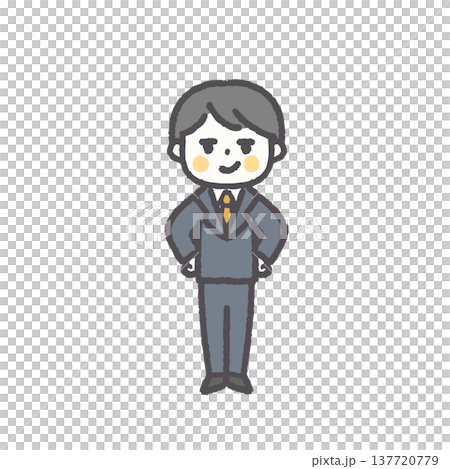 ゆるくてシンプルな男性サラリーマンの表情セットシリーズ（全員） 137720779