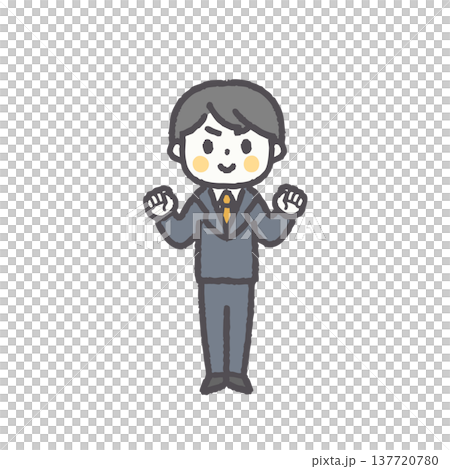 ゆるくてシンプルな男性サラリーマンの表情セットシリーズ（全員） 137720780