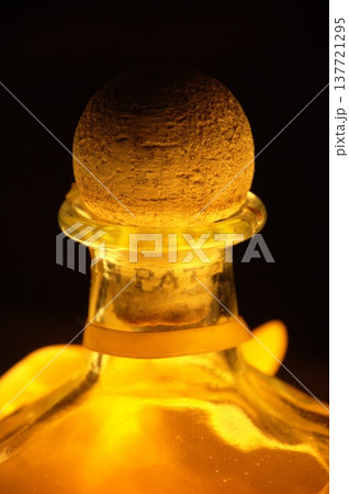 Empty Color Glass Bottle on the table Empty Color Glass Bottle on the table 137721295