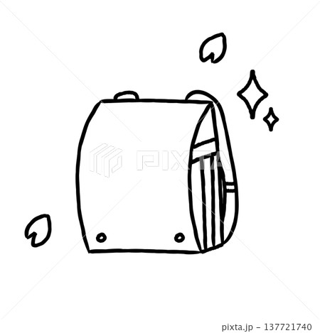 手描きのシンプルな線画のランドセル 137721740
