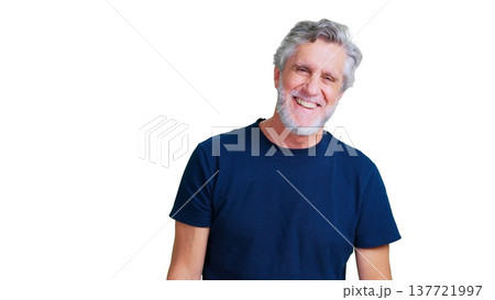 Senior man smiling broadly, experiencing happiness and joy 137721997