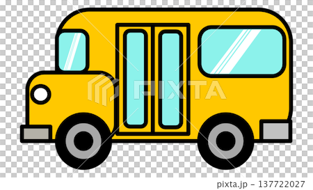 Cute yellow school bus cartoon vector illustration isolated on transparent background. Flat vehicle icon. Cute yellow school bus cartoon vector illustration isolated on transparent background. Flat vehicle icon. 137722027