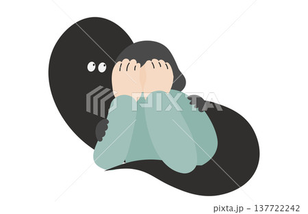 不安に付き纏われる女性のイメージイラスト 137722242