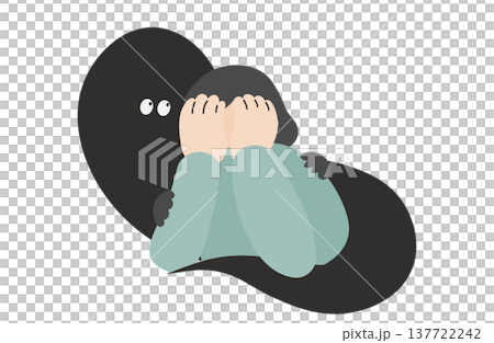 不安に付き纏われる女性のイメージイラスト 137722242