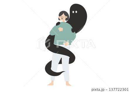 不安で胸をおさえる女性 137722301