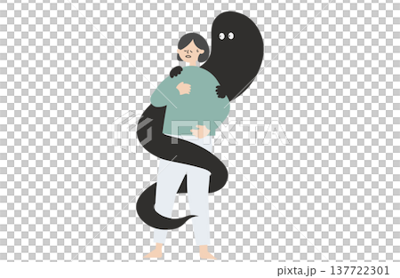 不安で胸をおさえる女性 137722301