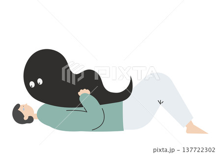 不安で体が重い女性のイメージイラスト 不安で体が重い女性のイメージイラスト 137722302