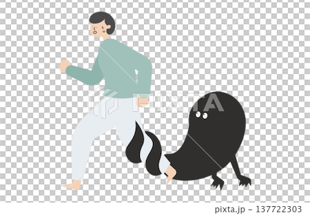 不安に足を掴まれるイメージイラスト 不安に足を掴まれるイメージイラスト 137722303