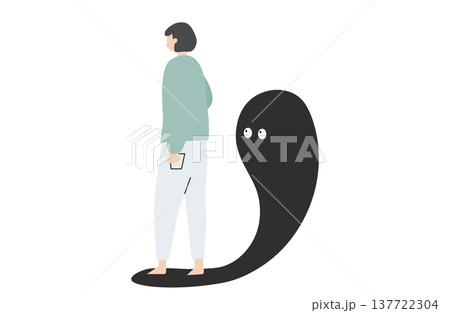 付きまとう不安のイメージイラスト 付きまとう不安のイメージイラスト 137722304