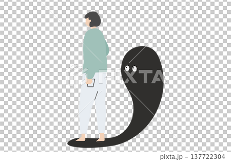 付きまとう不安のイメージイラスト 付きまとう不安のイメージイラスト 137722304