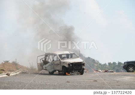 Car at Bomb blast Hyderabad India Car at Bomb blast Hyderabad India 137722420