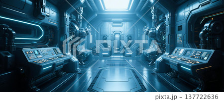 クールなスペースシップの船内空間 クールなスペースシップの船内空間 137722636