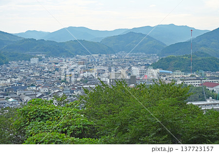 現存天守宇和島城の天守閣から望む山々に囲まれた宇和島市街地の全景 現存天守宇和島城の天守閣から望む山々に囲まれた宇和島市街地の全景 137723157
