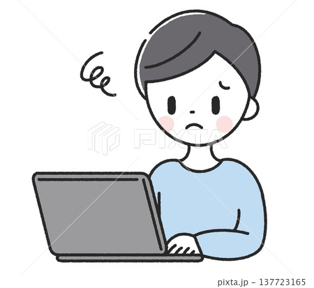 パソコンの前で困る男性 137723165