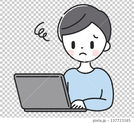 パソコンの前で困る男性 137723165