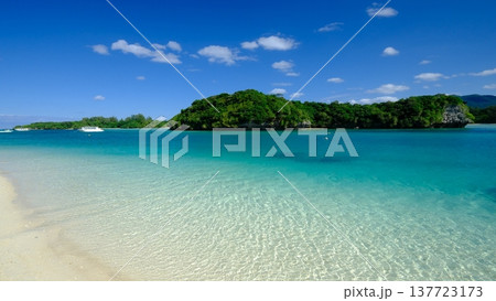 カビラ湾の青い海と波の風景 カビラ湾の青い海と波の風景 137723173
