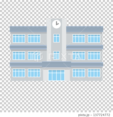Illustrations of junior high and high school buildings 137724772