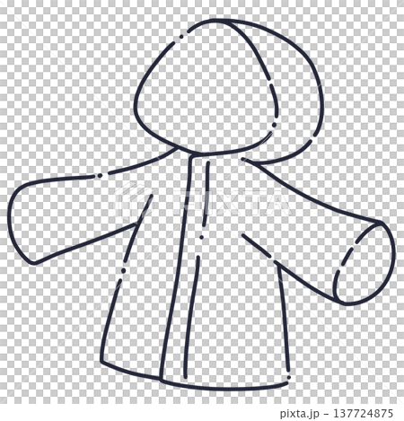 レインコートのゆるい線画イラスト レインコートのゆるい線画イラスト 137724875