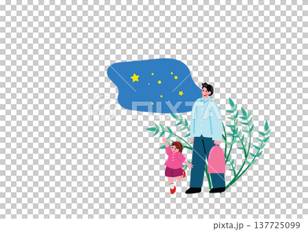 一幅描繪家長和孩子享受夏日節日的插圖。 137725099